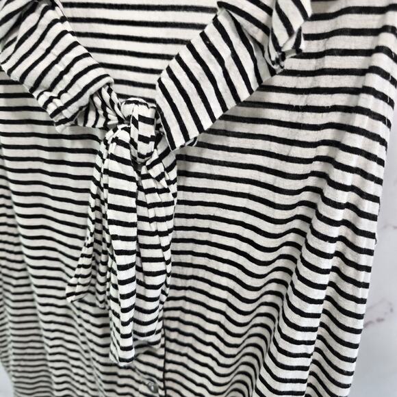 Anthropologie Top Womens XS Black White Striped Tank Ruffle Tie Dolan Knit - Picture 9 of 10